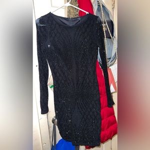 Black long sleeve sparkly dress
